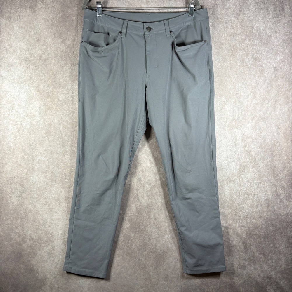 Lululemon ABC Pants Mens Size 33 Gray Slim Fit Warpstreme Fabric Active Casual